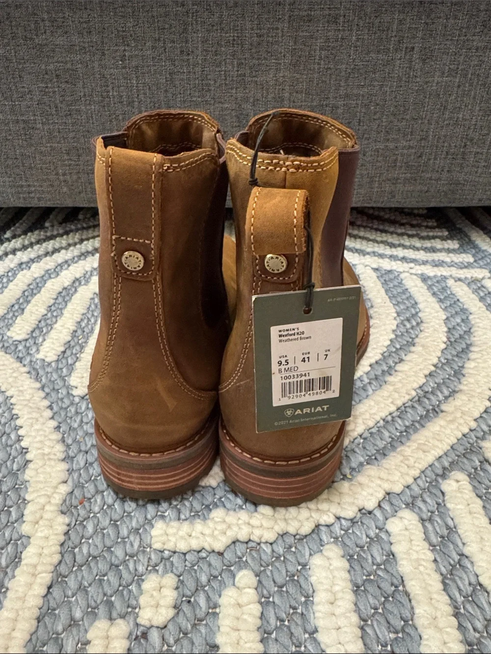 Ariat Wexford Waterproof Chelsea Boots Weathered Brown Leather Size 9.5 NWT - Picture 7 of 8